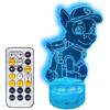HLO Lampada notturna a LED 3D Rocky di Paw Patrol con telecomando.