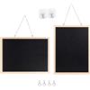 SPOOSOOL Set di 2 Lavagne con Cornice in Legno A3 40 x 30 cm, Lavagna Nera da Parete per Gesso Cancellabile da Appendere, Tableau Memo per Cucina Ufficio Scuola Bar e Decorazione Rustica
