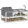 PawHut Casa per Tartarughe in Legno con Due Case Principali, Top A Cerniera, Supporto per Lampada, Gabbia per Rettili da Esterno, Terrario per Tartarughe e Rettili 116 x 70,5 x 69,5 cm Grigio