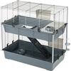 Ferplast Gabbia per conigli a due piani RABBIT 100 DOUBLE, Casetta per piccoli animali, Conigliera con Accessori inclusi, in Metallo verniciato Nero e plastica, 95 x 57 x h 93,5 cm