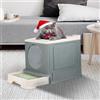 Generic Cassettiera per lettiera chiusa per gatti, casa da toilette, vassoio rimovibile, pala, per gatti di grandi dimensioni, capacità 15 kg, adatto per gatti di piccole e medie dimensioni, facile da