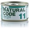 Generico Natural Code Umido Gatto Adult gusto TONNO e ALOE, Numero 11, alimento completo in SFILACCETTI per gatti adulti di tutte le taglie, altamente digeribile | 12 scatolette da 85 grammi l'una.