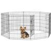 Baroni Home Recinto per Cani a 8 Pannelli in Metallo, Box Modulare per Animali con Porta Integrata, Recinzione per Interno ed Esterno, Montaggio Senza Attrezzi, 76x60cm