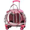 ohfruit Trolley per animali domestici con finestre trasparenti e fori di ventilazione, trasportino da viaggio con ruote silenziose per gatti e cani di piccola taglia, zaino portatile con manico telescopico e