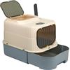 Generic Cassettiera per lettiera chiusa, casa da toilette con vassoio rimovibile per una pulizia, vassoio per lettiera per gatti con pala, plastica PP, grande volume, 37 x 49 x 37 cm, grigio