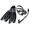 Cressi Pinne Lunge e Corte per Immersioni, Apnea, Snorkeling e Nuoto, Nero/Silver + Marea Maschera Subacquea a Due Vetri Separati, Unisex, Adulto, Nero/Nero + Dry Snorkel, Taglia Unica