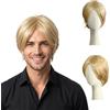 ZMIYIAC Parrucca Bionda da Uomo con Riga in Mezzo Mullet (Blonda) | Parrucche per feste in maschera, parrucca bionda liscia, stile anni '70 e '80