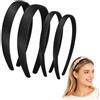 ZMaglorian 4x Cerchietto Capelli Donna Nero, Accessorio Uomo, Larghezze 1.5cm e 2cm, Set Fai da Te, Cerchietti Flessibili, Senza Metallo