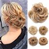 TESS Elastico Capelli Finti Chignon Capelli Veri Chignon Extension Ricci Messy Bun Hair Piece Mossi Hair Bun Updo Morbido Coda di Cavallo Tanto Volume Posticci Donna,Biondo Scuro + Biondo Sbiancato