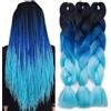 TESS 60 cm Extension per Treccine Africane Nero/Blu/Blu Chiaro, Extension Capelli Treccine 1 Pezzi Jumbo Treccia (100g/Pezzi) Capelli Finti per Treccine