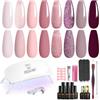 ROSALIND Kit Semipermanente Unghie con UV LED Lampada 8+2 Pezzi Rosa Viola | Glitterato Rosa Viola Kit Smalto Semipermanente Unghie, Mini Soak Off Kit Per Unghie Manicure Regalo