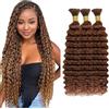 Hxxcoup Deep Wave Braiding Human Hair Extension #30 Light Brown prolungamento capelli Unprocessed Human Hair Extensions For Boho Braids No Weft 50g/bundle Total 150g 12 12 12 Inch