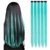 HAJHI Hair Tinsel 5 Pezzi Lisci Sintetici Fata Hair Extensions 23,6 Pollici Per Riccioli Fai Da Te Extension Capelli Colorati Con Clip Halloween Per Saloni(Blu)