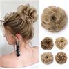 TESS Elastico con Capelli Finti Per Coda Chignon Capelli Veri Capelli Finti Hair Bun Posticci Hair Estensione Updo Ponytail Parrucchino Elastici Per Capelli Donna Coda Chignon,Biondo Miele