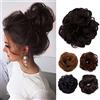 TESS Elastico Capelli Finti Capelli Chignon Extension Per Chignon Coda di Cavallo con Capelli Coda Capelli Veri Panino Capelli Elastico Chignon Coda di Cavallo Per Ragazza Donne,Cioccolato E Castagne