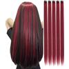HAJHI Hair Tinsel 5 Pezzi Lisci Sintetici Fata Hair Extensions 23,6 Pollici Per Riccioli Fai Da Te Extension Capelli Colorati Con Clip Halloween Per Saloni(Red A)