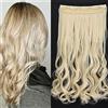 TESS Extension Capelli Clip Ondulato 60 cm, Extension Clip Miscela biondo chiaro PlatinBlond Extension con Clip 1 PC 5 Clips 120g Extension Capelli