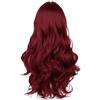 Generic Parrucca lunga da donna, colore rosso bordeaux con pizzo frontale, capelli umani mossi medi, cuffia in pizzo di alta qualità (taglia unica)