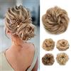 TESS Hair Extension Chignon Capelli Veri Chignon Capelli Elastico Capelli Finti Scrunchie Per Capelli Chignon Extensions Coda di cavallo parrucchino Hair Pieces Women,Castano Cervo + Biondo Medio