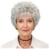 GNIMEGIL Set di parrucche da anziana con effetto ombré grigio | costume da mamma abiti da nonna;parrucche da donna bianche in capelli sintetici, corte e ricci,con occhiali,collana e catena