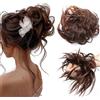 TESS Chignon Capelli Veri Elastico Capelli Finti Chignon Extension Facile Per Capelli Veri Ricci Posticci Per Capelli Mossi Scrunchie Parrucchino Donna Elastico Finti, Marrone Castagna+Marrone