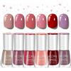 MrCuvaryas Set di 6 smalti per unghie, ad asciugatura rapida, colore nude, rosa, corallo, glitter, rosso scuro e viola, 8 ml, con finitura lucida, set per manicure, pedicure, nail art, asciugatura all'aria