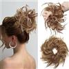TESS Chignon Capelli Castano Extension Elastico Capelli Finti Ricci Chignon Finto Per Capelli Extension Per Chignon Hair Bun Updo Ponytail Extensions Coda di Cavallo,Castano Chiaro+ Biondo Medio