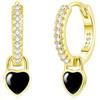 Bewenda Orecchini in argento 925 per bambini, adolescenti, ragazze, donne, orecchini a cerchio con ciondolo a forma di cuore, ipoallergenici, in argento 925, pendenti a cerchio con zirconi bianchi