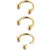 BodyBonita G23 titanio ferro di cavallo septum piercing - 2/3 pezzi anelli per naso barbell circolare spikes gioielli per setto nasale piercing naso labbro conch helix rook Color Oro/Color Argento/Nero