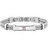 Breil, Collezione 9K Loop, Doppio Bracciale Donna in Acciaio Lucido, Con Elemento Centrale in Oro 9K, Chiusura a Gioielleria, Lunghezza Regolabile fino a 17,5 cm