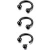 BodyBonita G23 titanio ferro di cavallo septum piercing - 2/3 pezzi anelli per naso barbell circolare spikes gioielli per setto nasale piercing naso labbro conch helix rook Color Oro/Color Argento/Nero