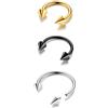 BodyBonita G23 titanio ferro di cavallo septum piercing - 2/3 pezzi anelli per naso barbell circolare spikes gioielli per setto nasale piercing naso labbro conch helix rook Color Oro/Color Argento/Nero