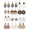 RIXERKOC 12 Paia Orecchini Boho Vintage da Donna, Orecchini in Legno Pelle in Stile Etnico, Orecchini Retrò Geometrici Girasoli, Regalo di Gioielli per Festa della Mamma Natale