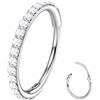 BodyBonita G23 CZ Titanio Piercing Naso - 20G/18G/16G/14G Anelli per Setto Nasale Cerchio Clicker Cartilagine Orecchino per Donna Elica Rook Trago Conch Piercing Gioielli Anello Daith Color Argento/Color Oro