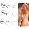 BodyBonita Orecchini Donna Argento 925 Set Piercing Orecchio per Lobo a Bottone Perno Piatto Placcato Oro 14k Cuore Piccoli con Brillanti Punto Luce Anallergici Ipoallergenici Earrings for Women
