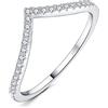 JewelryPalace Half Eternity Anello a V Donna Argento con Cubica Zirconia Creato Moissanite, Anelli Impilabili Donna 925 con Pietra Rotonda, Fede Nuziale in Tre Ori Anello Matrimonio Set Gioielli Donna