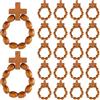 DICOSMETIC 24/25/30 pezzi in legno con rosario cattolico, anello tascabile con croce in legno, paese sacra, perle, regalo per battesimo, per uomini e donne, matrimonio, chiesa