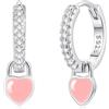 Bewenda Orecchini in argento 925 per bambini, adolescenti, ragazze, donne, orecchini a cerchio con ciondolo a forma di cuore, ipoallergenici, in argento 925, pendenti a cerchio con zirconi bianchi