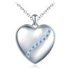 feilok Collana da donna in argento Sterling 925 con zirconi blu, medaglione portafoto a forma di cuore, apribile, amuleto