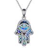URONE Hamsa - Collana a mano in argento Sterling con occhio malvagio Fatima, collana abalone, protezione amuleto, idea regalo per le donne, Argento sterling, Nessuna pietra preziosa