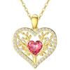 Rikelus Collana da donna in oro 9 carati, con ciondolo a forma di albero della vita, in vero oro 375/9 carati, con pietra portafortuna e cuore, idea regalo per compleanno, Natale, 40 + 5 cm