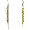 Cris Vida Valor Orecchini lunghi dorati, motivo foglie a cascata, stile elegante e vintage, da donna, 10 cm, finitura lucida, chiusura a gancio con filo, confezione regalo inclusa