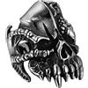 JewelryWe Anello da uomo, stile gotico, punk, con teschio, in acciaio inox, con incisione, colore argento, misura da 54 a 76