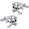 Asienice Gemelli a forma di teschio per uomo e ragazzo, alla moda, in argento, adatti per feste di Halloween, feste di Halloween, noment, acciaio inossidabile, cristallo, noment, Acciaio inossidabile,