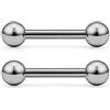 CIZME 1 Paio di Barre per Linguetta in Titanio Massiccio G23 Nipple Ring 14G Bilanciere Dritto Piercing filettato esternamente 12/14/16/19/25mm