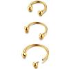 BodyBonita G23 titanio ferro di cavallo septum piercing - 2/3 pezzi anelli per naso barbell circolare spikes gioielli per setto nasale piercing naso labbro conch helix rook Color Oro/Color Argento/Nero