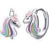 REDSUN Orecchini a cerchio con unicorno, koala, bradipo, delfino, in argento Sterling S925, idea regalo per donne, bambini, figlia, nipote, mamma, regalo di compleanno
