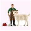 Schleich - Figure di animali, contadino con capra; 42375