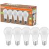 OSRAM 5 lampadine LED Osram A60 da 14 W = 100 W, attacco E27, finitura opaca, 1521 lm, bianco caldo 2700 K, plastica riciclata