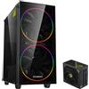 GameMax Case da gaming GAMEMAX Black Hole Midi-Tower nero RGB, 1 porta USB 3.1, 1 porta USB 2.0, audio + alimentatore GX-1050 PRO BK 80+ Platinum